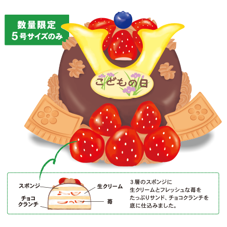 チョコと苺のカブトケーキ